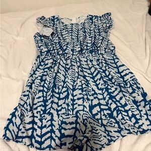 Blue and White Patterned romper